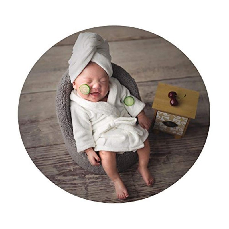 Vemonllas Fashion Cute Newborn Boy Girl Baby Costume Outfits Photography Props Bathrobe Belt Coat Sets (White) - Image 4